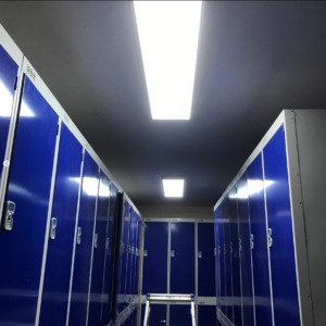 Electricians changed locker room lighting